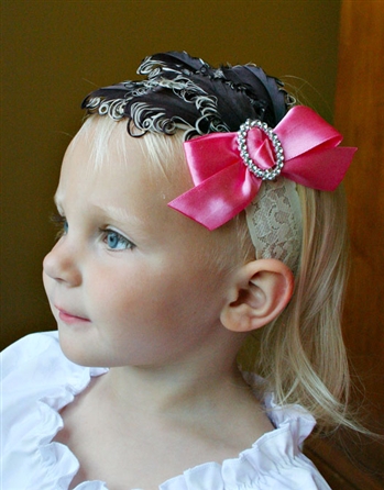 1930s The Claudette Feather Headband Ivory Chocolate Glam