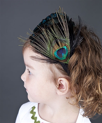 1950's The Elizabeth Feather Headband Peacock Glam