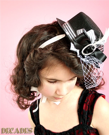 1920's The Marlene Hat Black and White Stripe