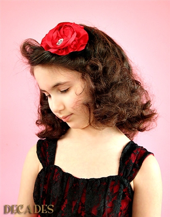 1950's The Rita Headband Red Satin Sparkle