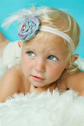 1930s The Stella Headband Aqua Lilac Silk