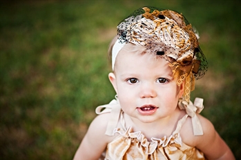 1940's The Vivien Headband Veil Golden Honey Silk
