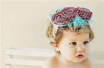 Decades - The Vera Rose Aqua and Glitz Veil Headband