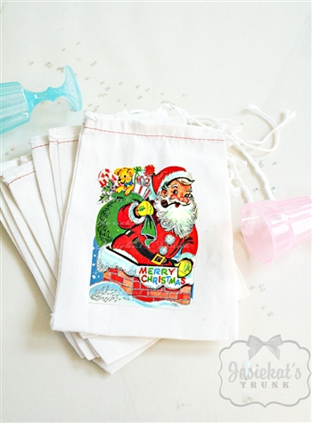 Santa Favor Bag Retro Merry Christmas Party