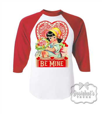 Valentine Be Mine Baseball Red and White Tee