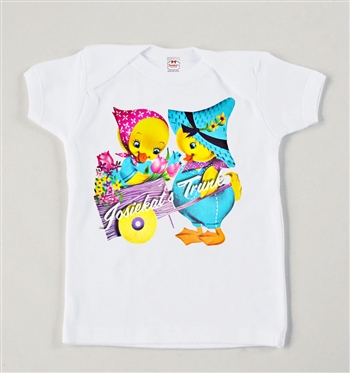 Retro Easter Chicks in Wheelbarrow Vintage Tee